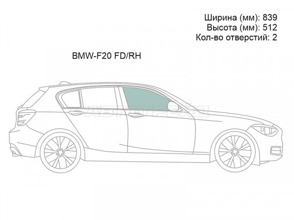 Стекло боковое опускное (Спереди / Справа / Цвет зеленый) BMW 1-Series 11-19