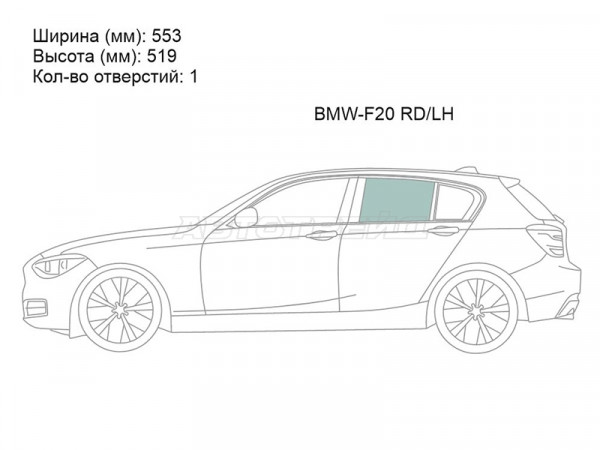 Стекло боковое опускное (Сзади / Слева / Цвет зеленый) BMW 1-Series 11-19