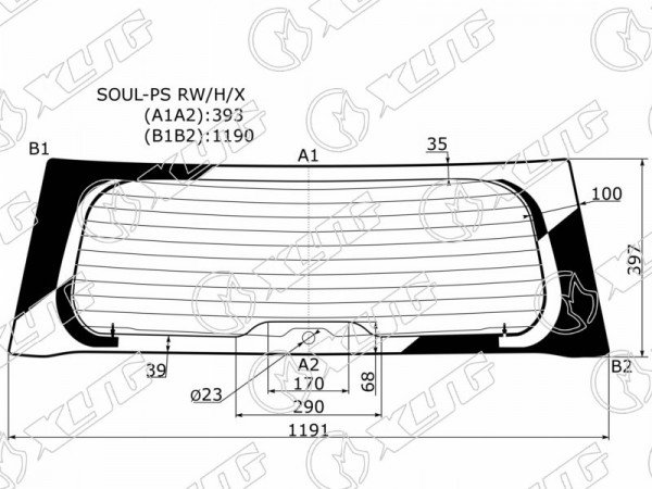 Стекло заднее с обогревом KIA SOUL PS 13-19