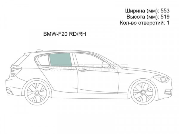 Стекло боковое опускное (Сзади / Справа / Цвет зеленый) BMW 1-Series 11-19