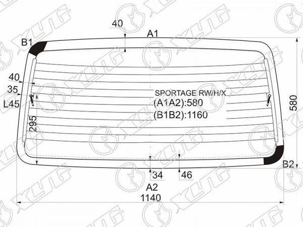 Стекло заднее с обогревом KIA SPORTAGE I 94-06