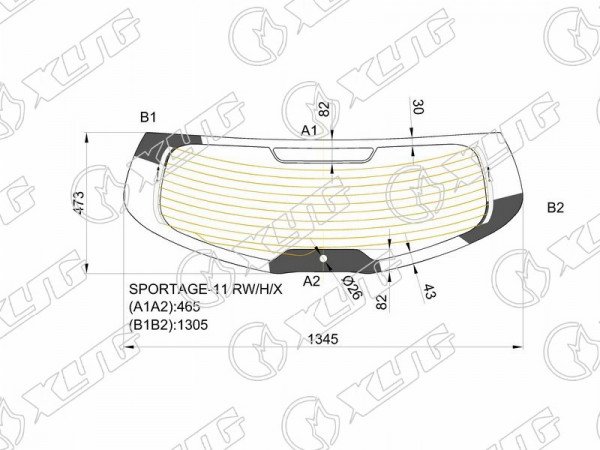 Стекло заднее с обогревом (под спойлер) KIA SPORTAGE III10-15