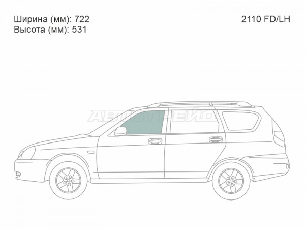Стекло боковое опускное (Спереди / Слева / Цвет зеленый) LADA 2110 95-14  / 2111 97-14