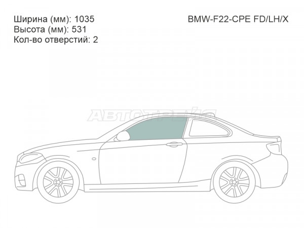 Стекло боковое опускное (Спереди / Слева / Цвет зеленый) BMW 2-Series 14-