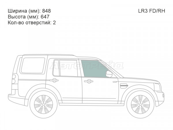 Стекло боковое опускное (Спереди / Справа / Цвет зеленый) Land Rover Discovery 04-17