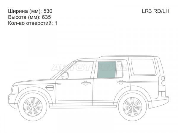 Стекло боковое опускное (Сзади / Слева / Цвет зеленый) Land Rover Discovery 04-17