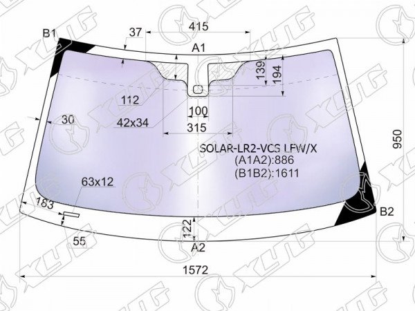 Стекло лобовое атермальное + дд LAND ROVER FREELANDER 5D SUV 06-14 (Solar-X защита от ультрафиолета)