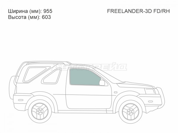 Стекло боковое опускное (Спереди / Справа / Цвет зеленый) Land Rover Freelander 97-06