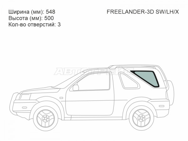 Стекло кузова боковое (не опускное) (Слева / Цвет зеленый) Land Rover Freelander 97-06