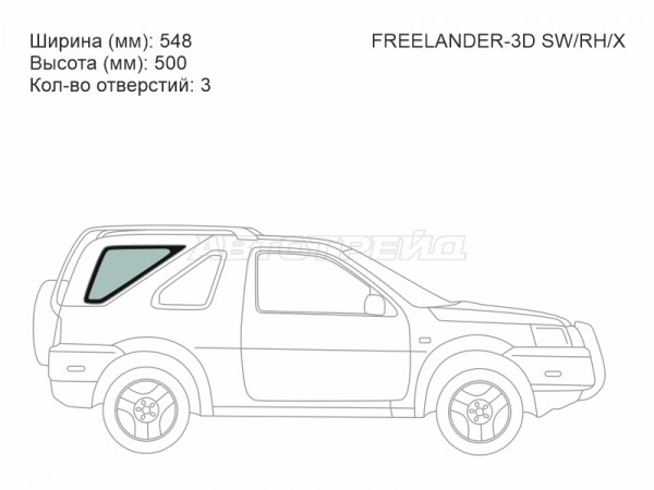 Стекло кузова боковое (не опускное) (Справа / Цвет зеленый) Land Rover Freelander 97-06