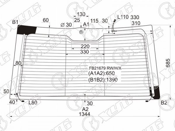 Стекло заднее (Цвет зеленый / Обогрев / Антенна) Land Rover Range Rover 02-12