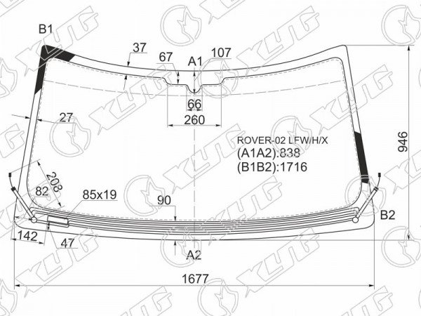 Стекло лобовое с обогревом щеток LR RANGE ROVER 02-05