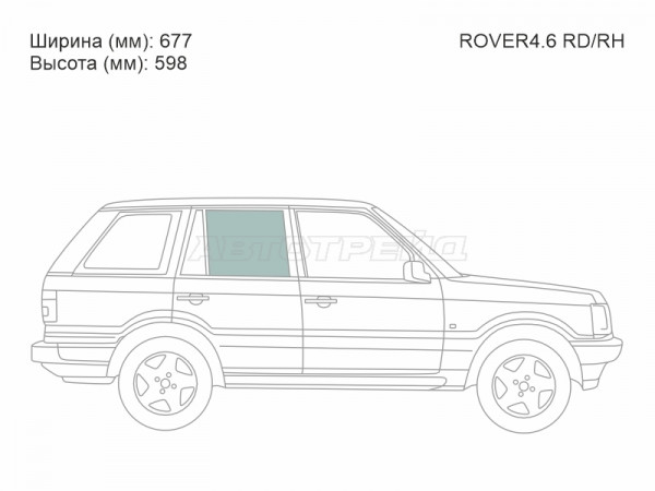 Стекло боковое опускное (Сзади / Справа / Цвет зеленый) Land Rover Range Rover 94-02