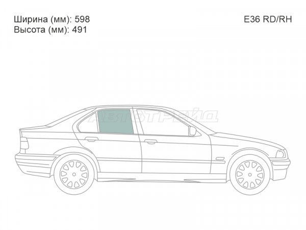 Стекло боковое опускное (Сзади / Справа / Цвет зеленый) BMW 3-Series 90-00