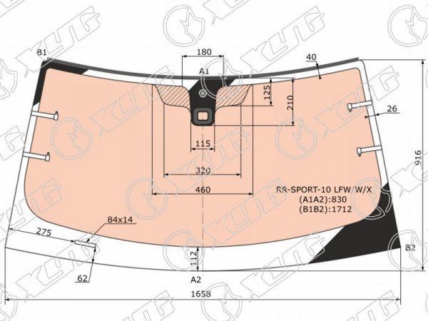 Стекло лобовое с полным обогревом + дд LR RANGE ROVER SPORT 10-12