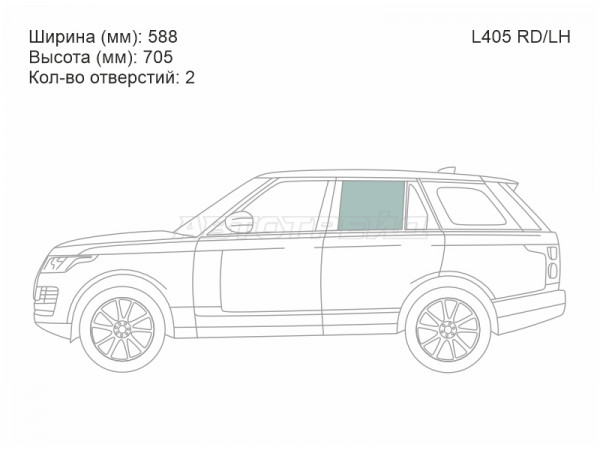 Стекло боковое опускное (Сзади / Слева / Цвет зеленый) Land Rover Range Rover 12-22