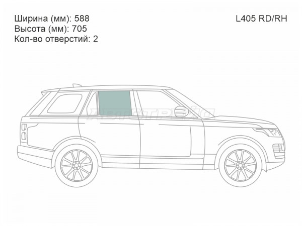 Стекло боковое опускное (Сзади / Справа / Цвет зеленый) Land Rover Range Rover 12-22