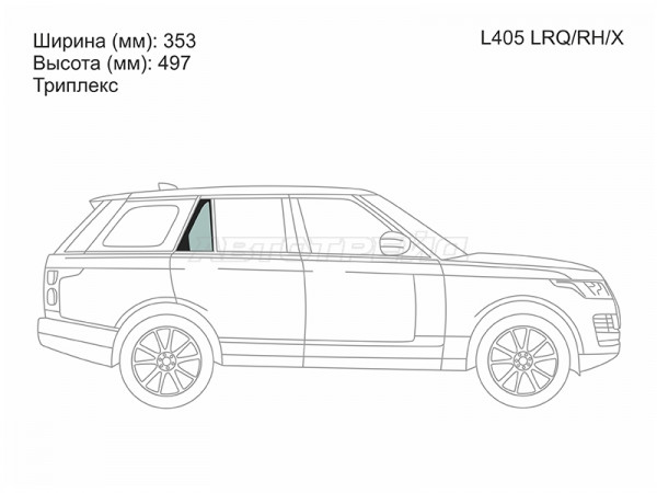 Стекло форточки (Сзади / Справа / Цвет зеленый) Land Rover Range Rover 12-22
