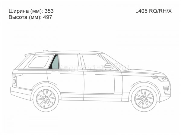 Стекло форточки (Сзади / Справа / Цвет зеленый) Land Rover Range Rover 12-22