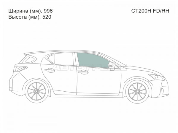 Стекло боковое опускное (Спереди / Справа / Цвет зеленый) Lexus CT 11-