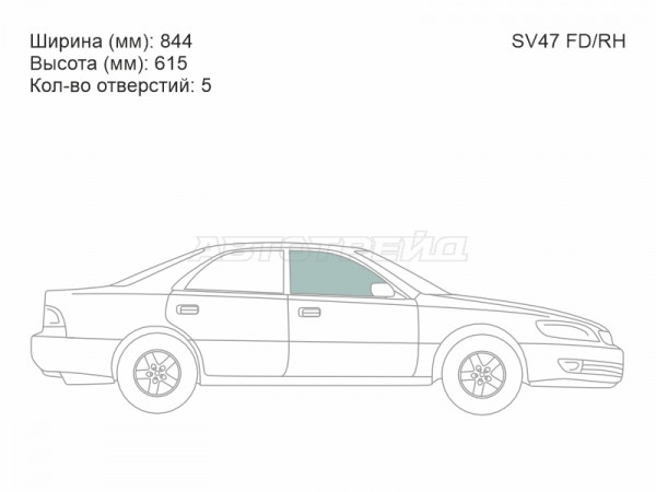 Стекло боковое опускное (Спереди / Справа / Цвет зеленый) Lexus ES 96-01  / Toyota Windom 96-01