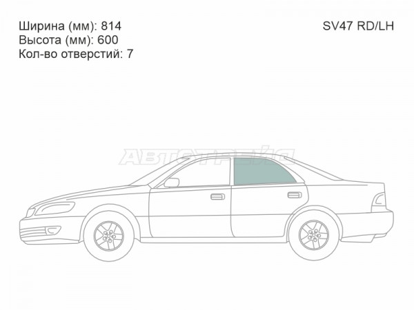 Стекло боковое опускное (Сзади / Слева / Цвет зеленый) Lexus ES 96-01  / Toyota Windom 96-01