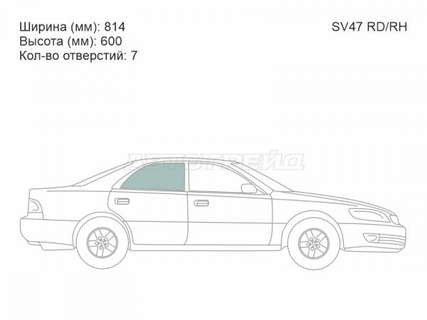 Стекло боковое опускное (Сзади / Справа / Цвет зеленый) Lexus ES 96-01  / Toyota Windom 96-01