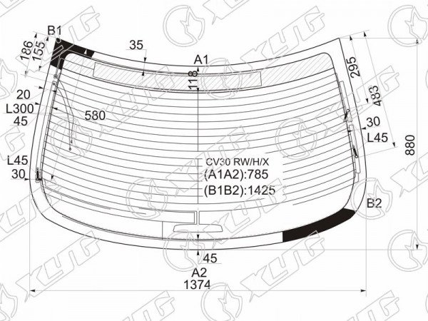 Стекло заднее с обогревом LEXUS ES300 /330 /TOYOTA WINDOM 01-06
