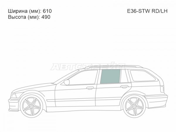 Стекло боковое опускное (Сзади / Слева / Цвет зеленый) BMW 3-Series 90-00