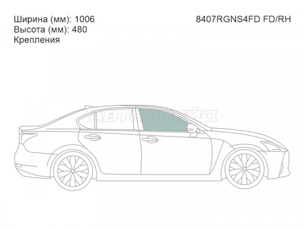 Стекло боковое опускное (Спереди / Справа / Цвет зеленый) Lexus GS 11-20  / GS F 15-