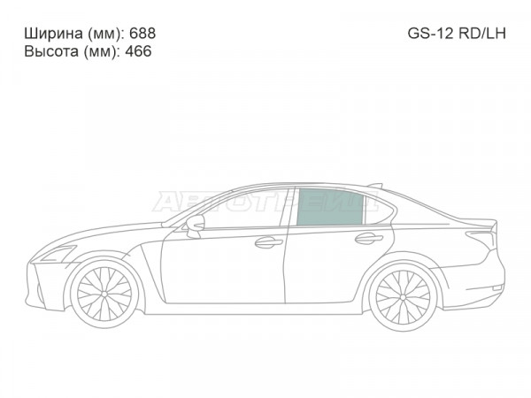 Стекло боковое опускное (Сзади / Слева / Цвет зеленый) Lexus GS 11-20  / GS F 15-