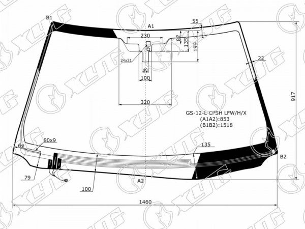 Стекло лобовое с обогревом щеток + дд LEXUS GS250 /350 /450 12-