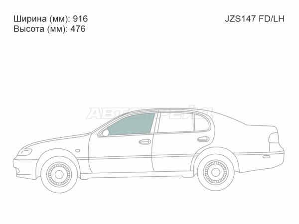 Стекло боковое опускное (Спереди / Слева / Цвет зеленый) Lexus GS 93-97  / Toyota Aristo 91-97