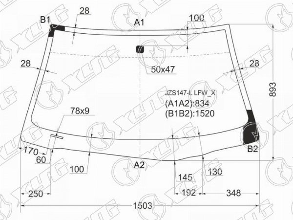 Стекло лобовое LEXUS GS300 93-97