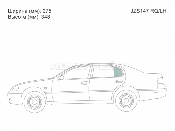 Стекло форточки (Сзади / Слева / Цвет зеленый) Lexus GS 93-97  / Toyota Aristo 91-97