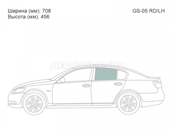 Стекло боковое опускное (Сзади / Слева / Цвет зеленый) Lexus GS 05-12