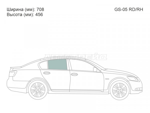 Стекло боковое опускное (Сзади / Справа / Цвет зеленый) Lexus GS 05-12
