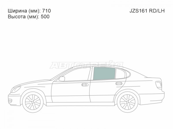 Стекло боковое опускное (Сзади / Слева / Цвет зеленый) Lexus GS 97-04  / Toyota Aristo 97-04