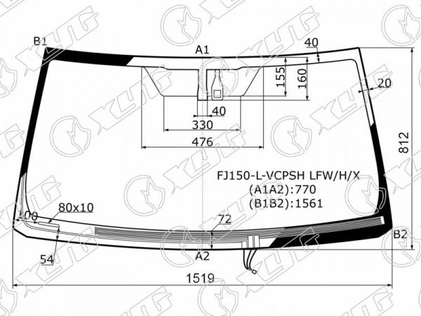 Стекло лобовое c обогревом щеток + дд TOYOTA LAND CRUISER PRADO /LEXUS GX460 09-