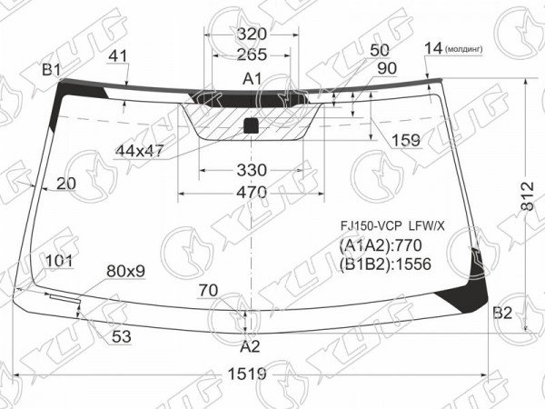 Стекло лобовое Toyota Land Cruiser Prado (J150) 09-20  / Lexus GX 09-19