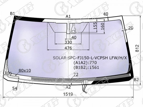 Стекло лобовое атермальное с обогревом щеток + дд TOYOTA LAND CRUISER PRADO /LEXUS GX460 09- (Solar-X