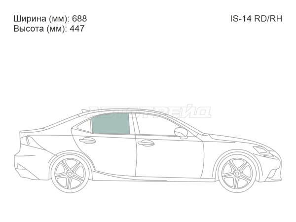 Стекло боковое опускное (Сзади / Справа / Цвет зеленый) Lexus IS 13-20