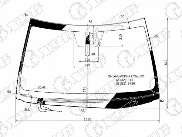 Стекло лобовое с обогревом щеток + дд LEXUS IS III (250 /350) 4D 14-