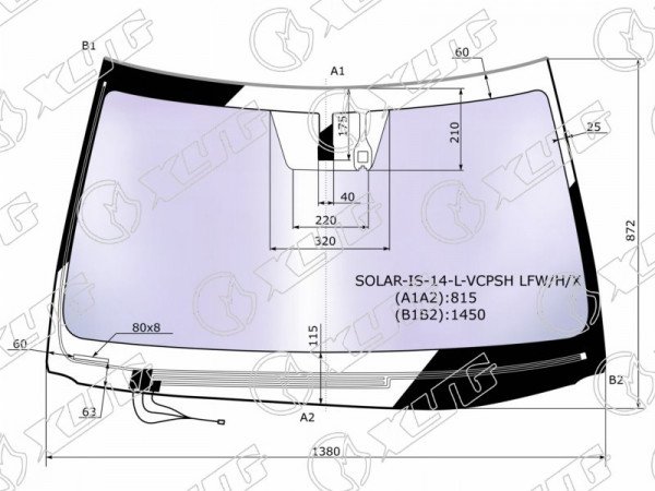 Стекло лобовое атермальное с обогревом щеток + дд LEXUS IS III (250 /350) 4D 14-(Solar-X защита от ул