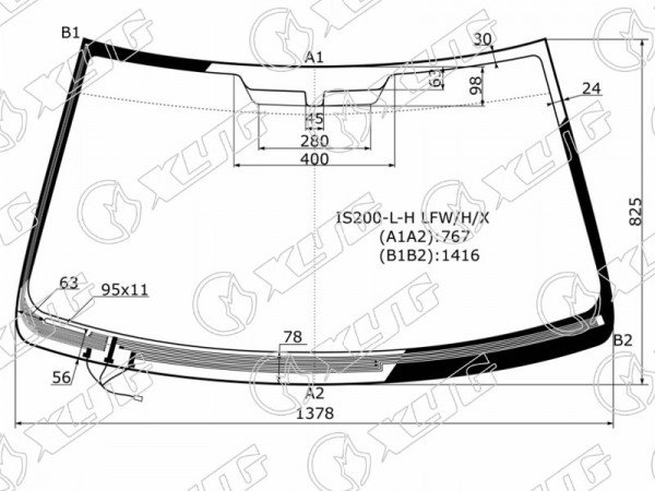 Стекло лобовое с обогревом щеток LEXUS IS200 /300 4 /5D 99-05