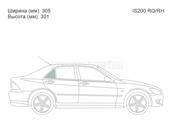 Стекло форточки (Сзади / Справа / Цвет зеленый) Lexus IS 98-05  / Toyota Altezza 98-05