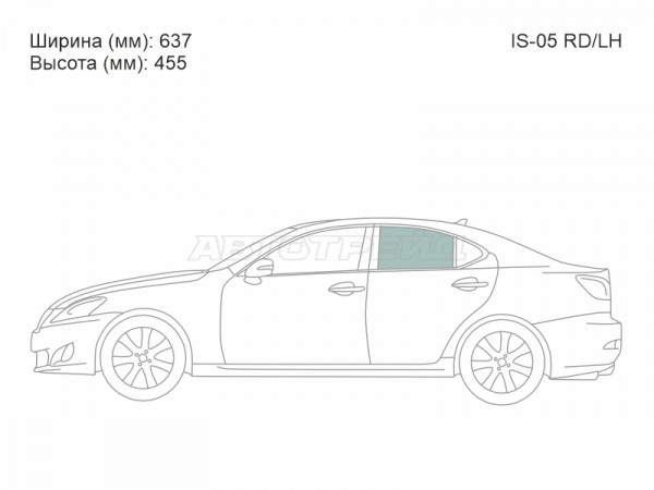 Стекло боковое опускное (Сзади / Слева / Цвет зеленый) Lexus IS 05-16