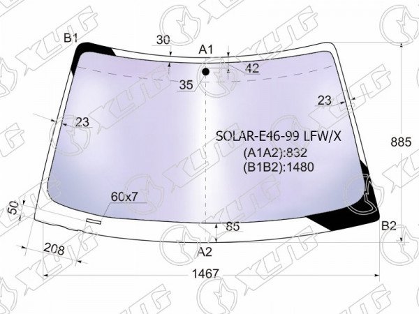 Стекло лобовое атермальное BMW 3-SERIES E46 4 /5D 98-05 (Solar-X защита от ультрафиолета)