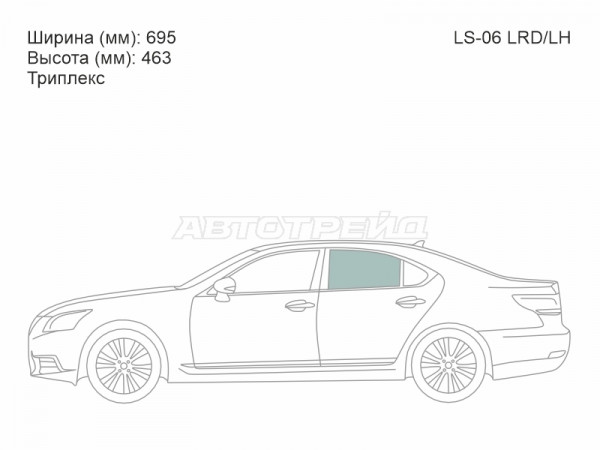 Стекло боковое опускное (Сзади / Слева / Цвет зеленый / Триплекс) Lexus LS 06-17