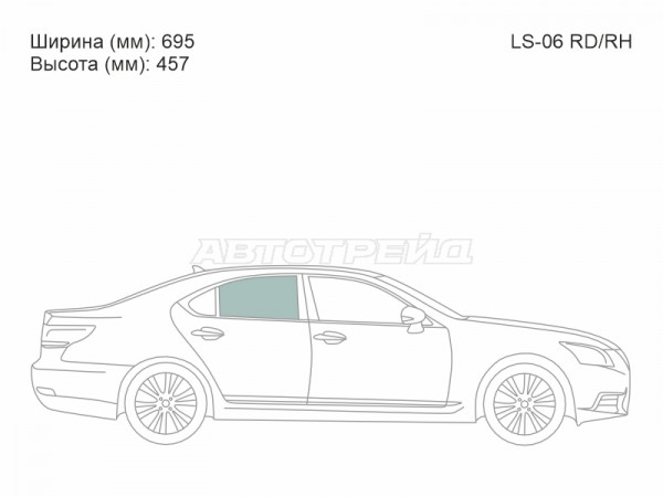 Стекло боковое опускное (Сзади / Справа / Цвет зеленый) Lexus LS 06-17